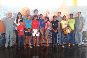 UBC Dentistry team with local residents at the community centre in Praia do Presidio, Ceará, Brazil.