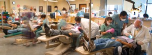 A volunteer dental clinic at Douglas College involving students from UBC.
