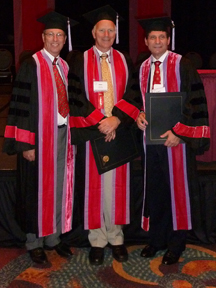 Dr. Lawrence Rossoff (R) with fellow BC-dentist inductees, Drs. Donald Bays (L) and John Gloag at the ACD convocation in Orlando, Florida.